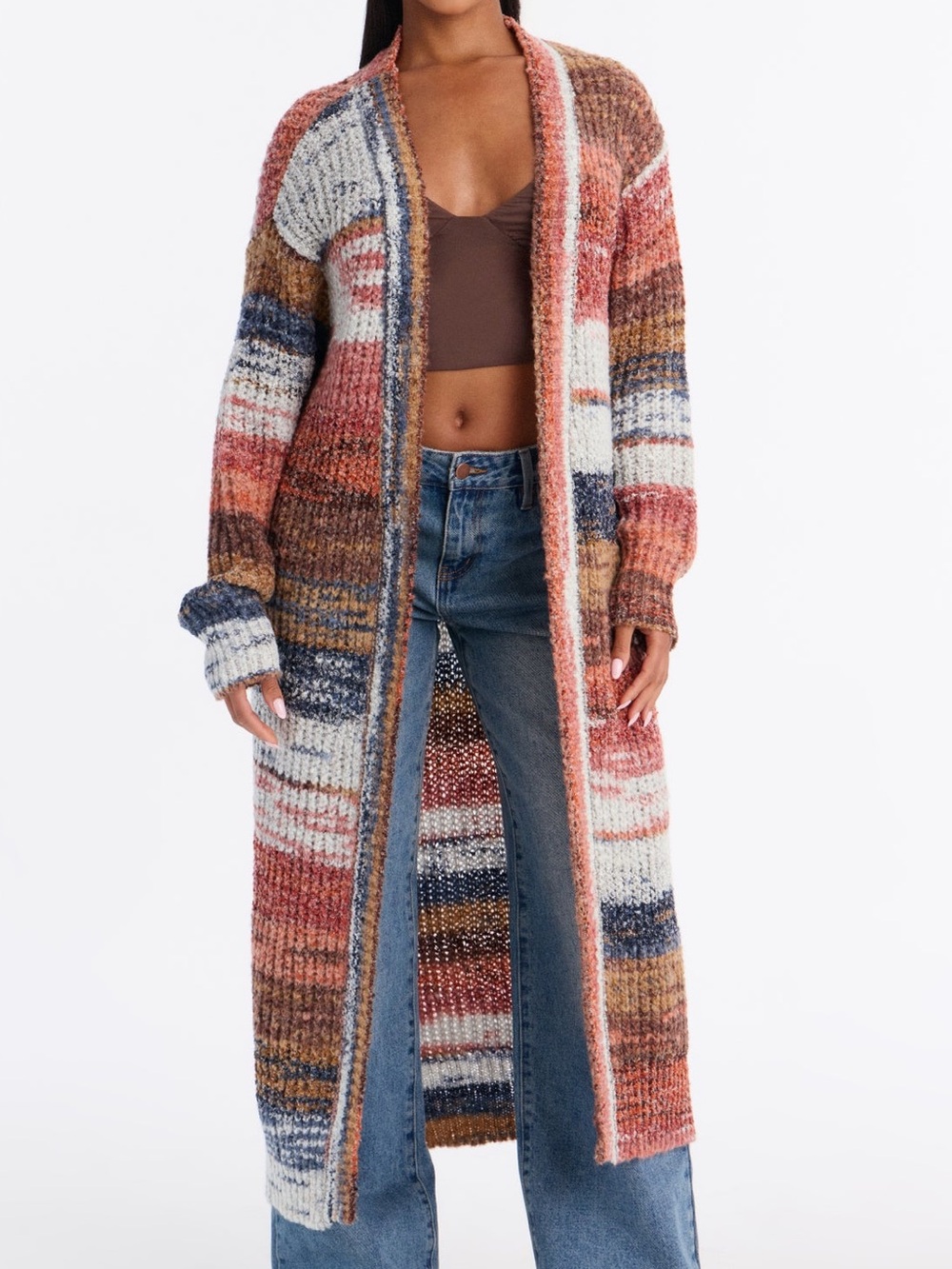 Fashion Nova Multicolor Long Cardigan Sweater Size Small